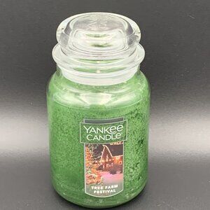 Yankee Candle TREE FARM‎ FESTIVAL Large Jar 22 Oz Green Housewarmer Wax New